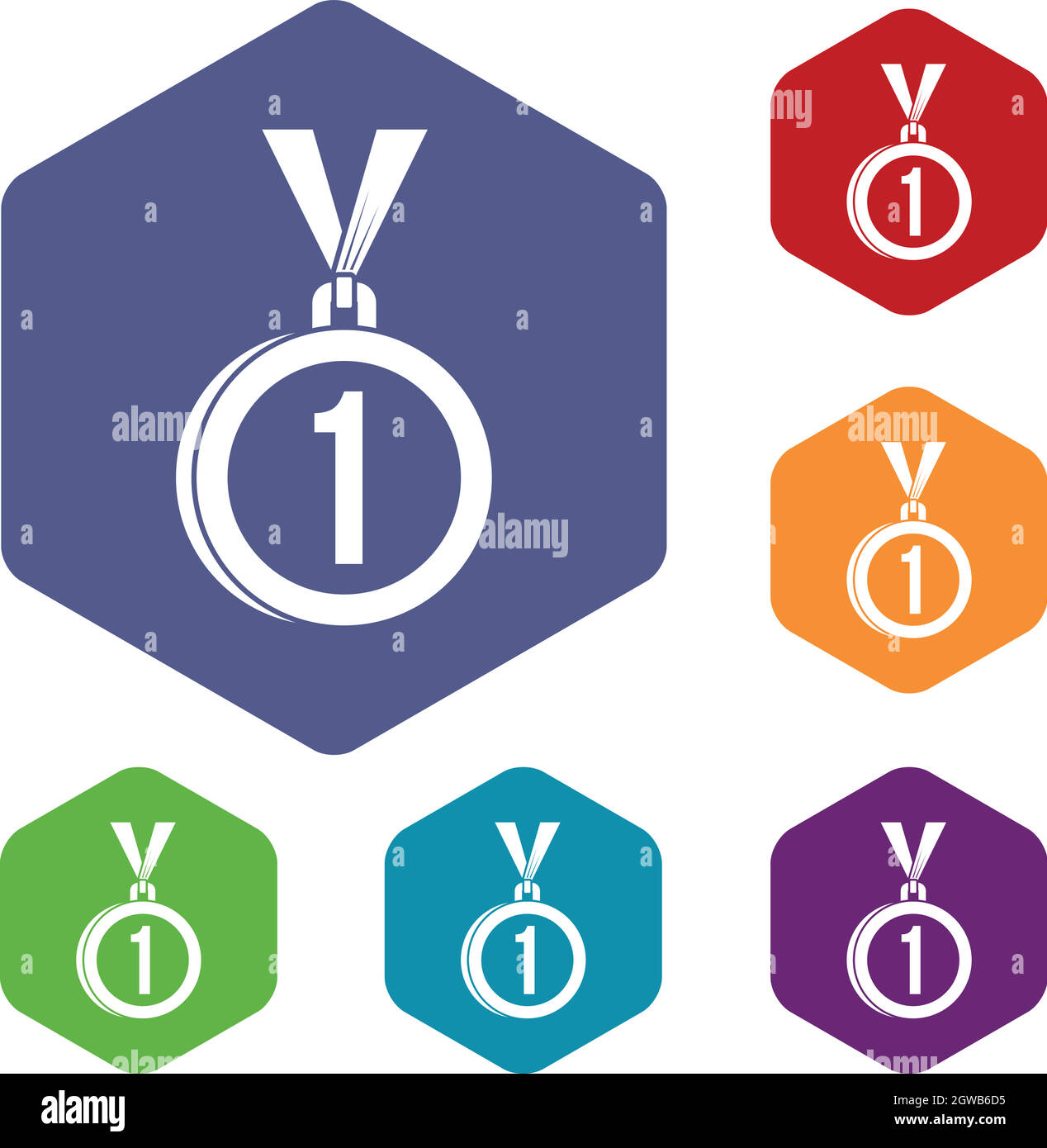 Médaille pour la première place icons set Illustration de Vecteur