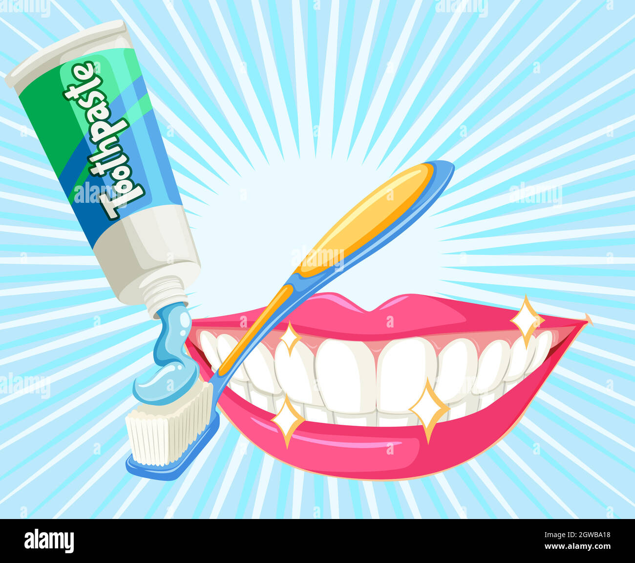 Thème dentaire avec brosse à dents et pâte Illustration de Vecteur
