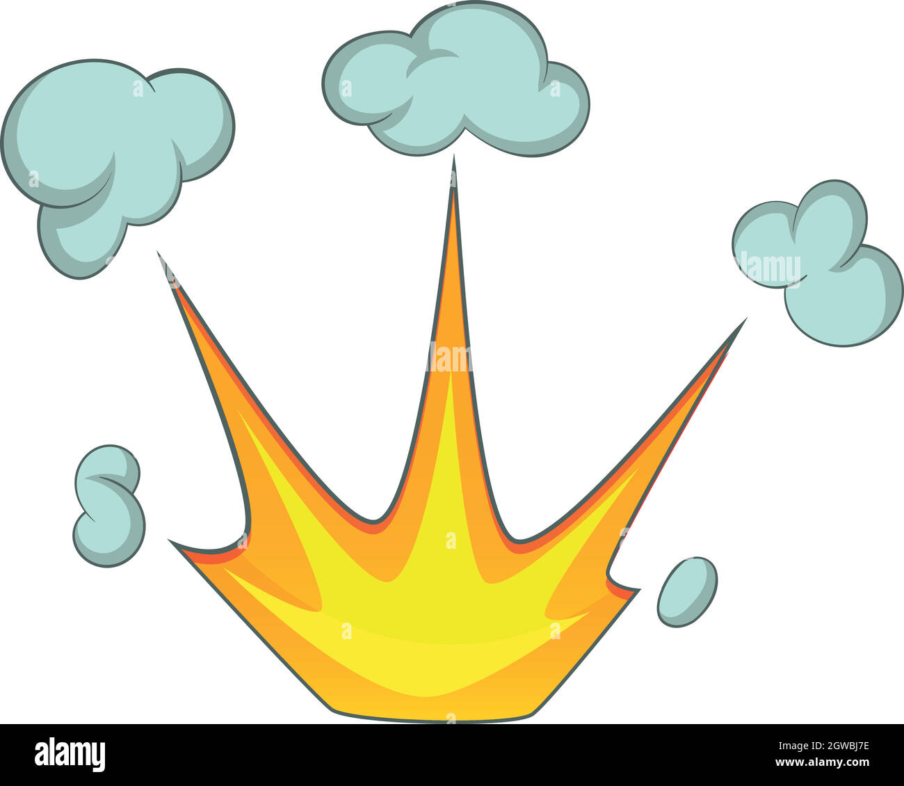 L'effet d'exploser avec de la fumée, l'icône de style cartoon Illustration de Vecteur