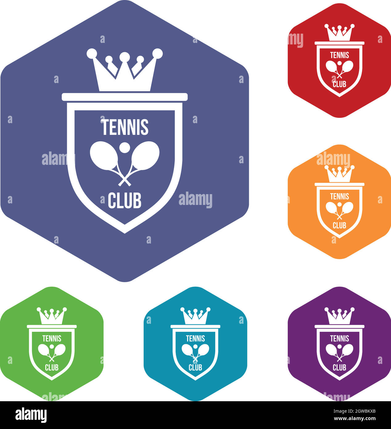 Armoiries du tennis club icons set Illustration de Vecteur