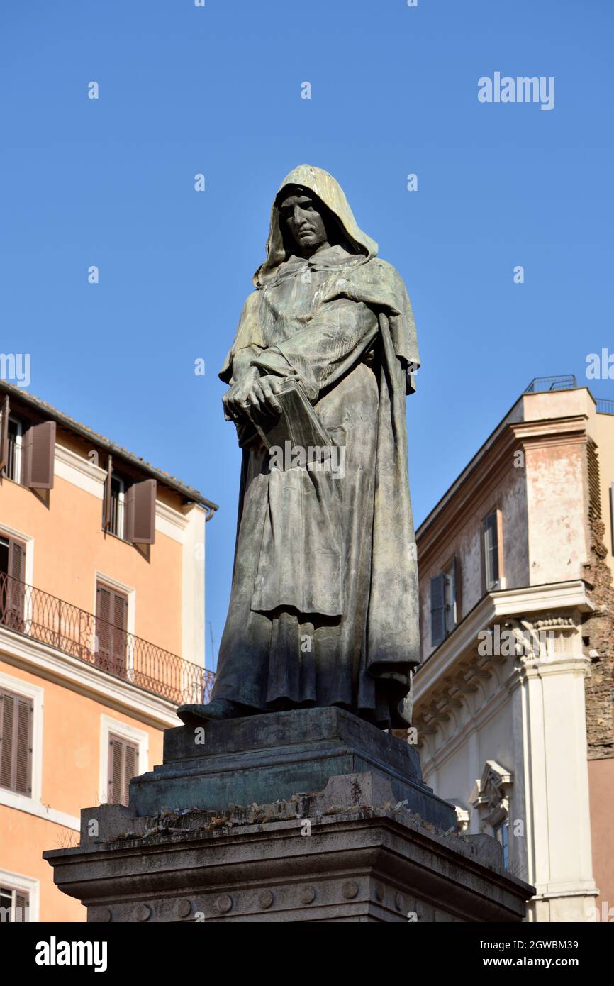 Italie, Rome, Campo de' Fiori, Giordano Bruno Banque D'Images