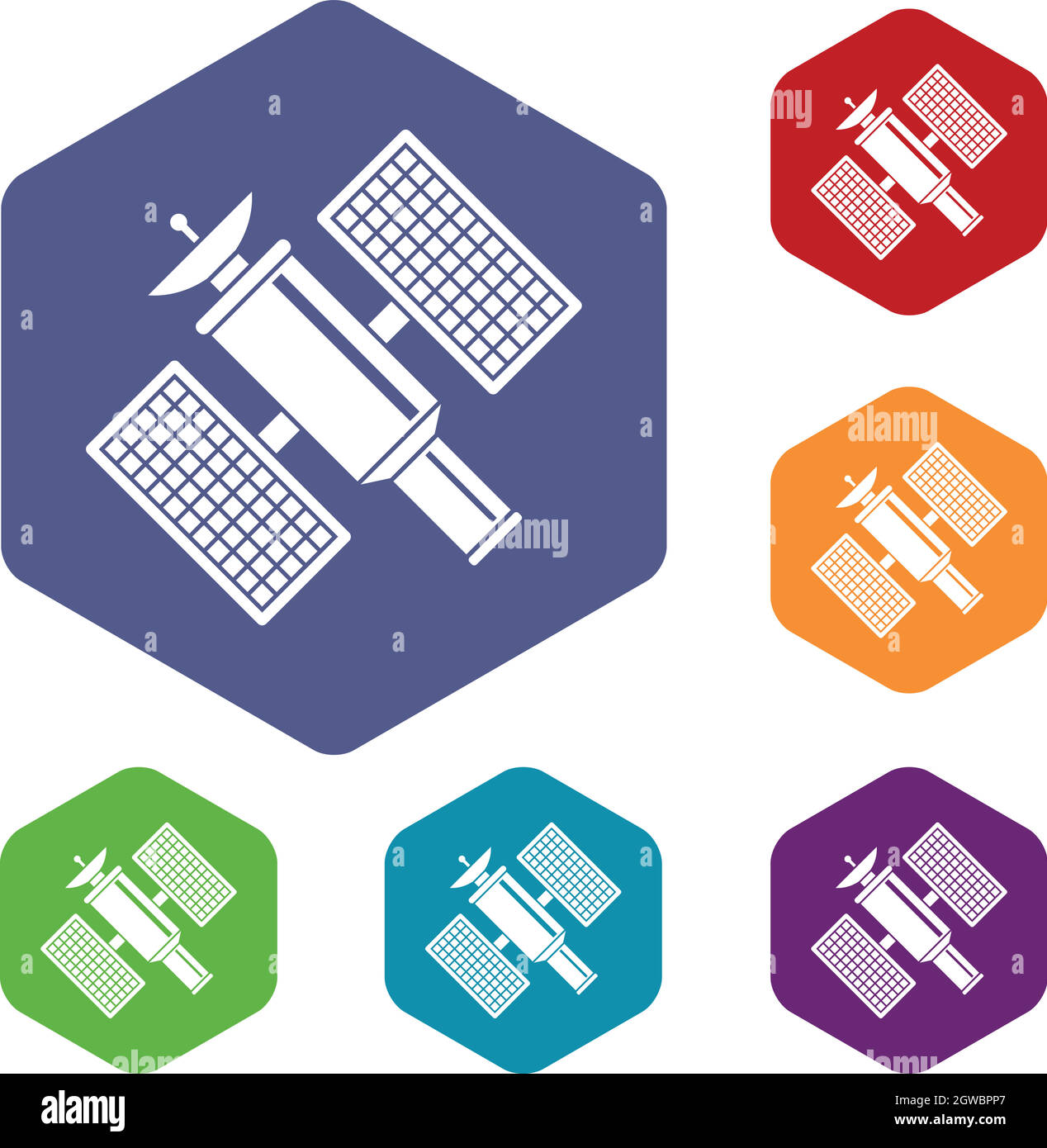 Satellite spatial icons set Illustration de Vecteur