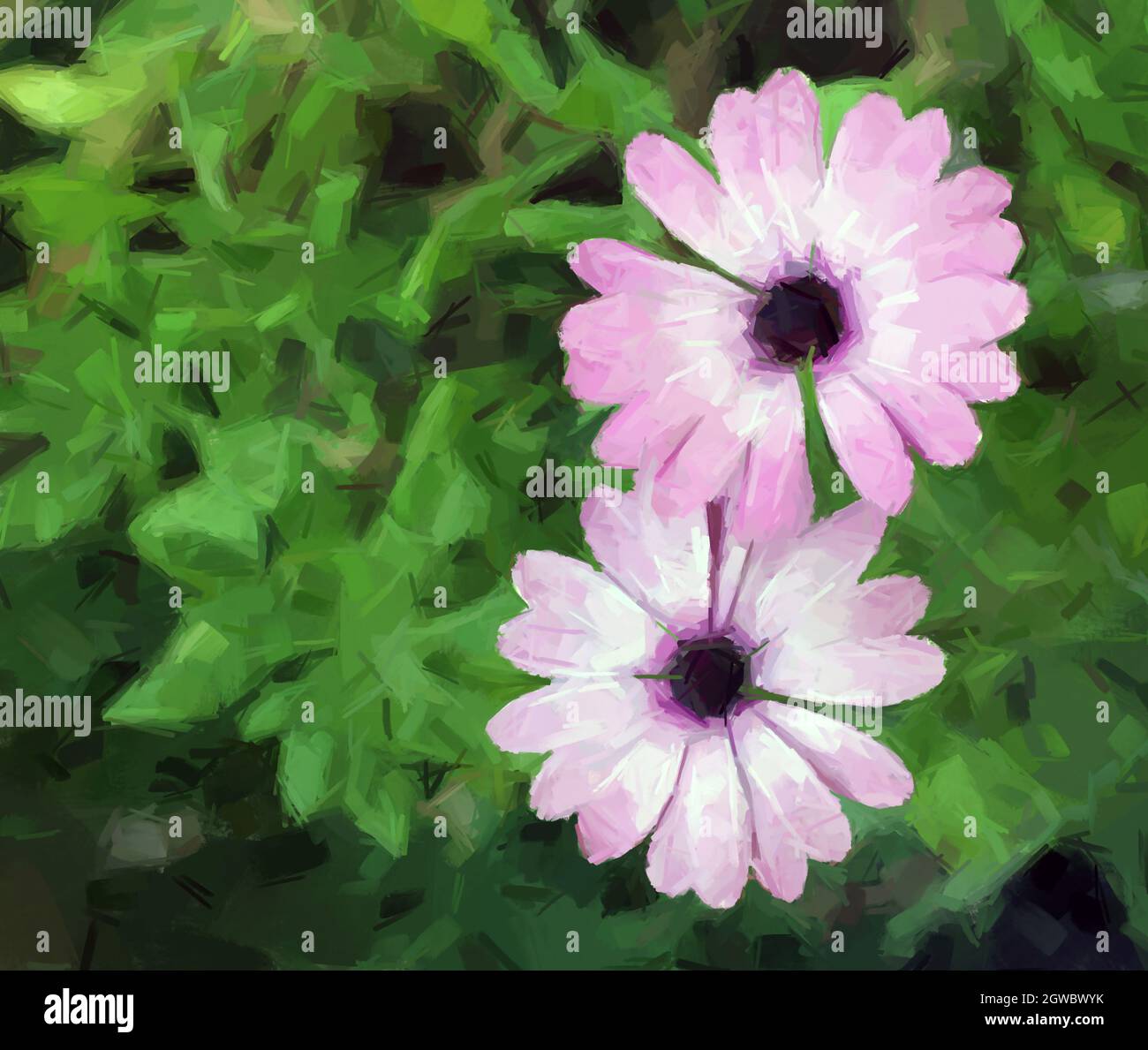 Peinture numérique décorative avec de belles fleurs Banque D'Images