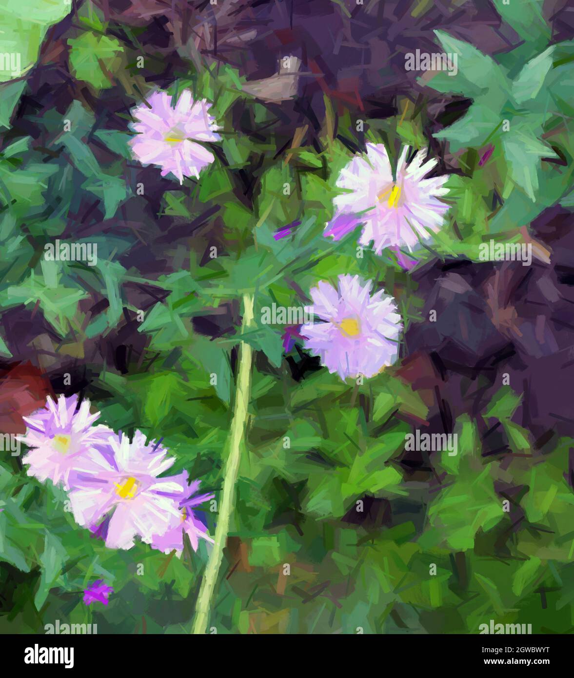 Belle carte fleurie, peinture numérique Banque D'Images