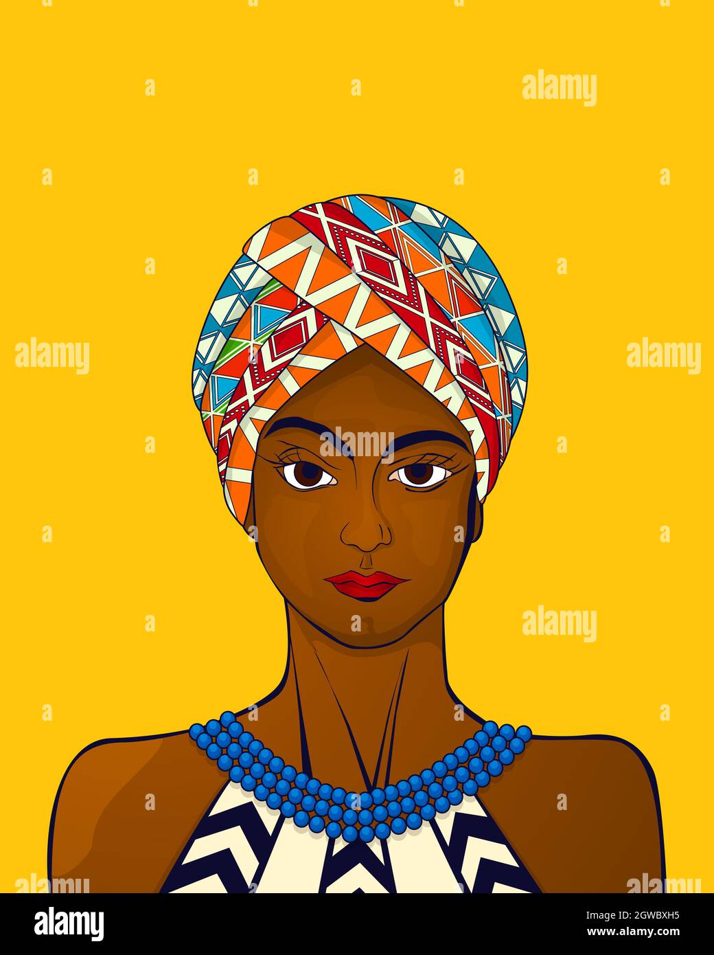 Portrait d'une fille africaine en vêtements traditionnels , illustration vectorielle Illustration de Vecteur