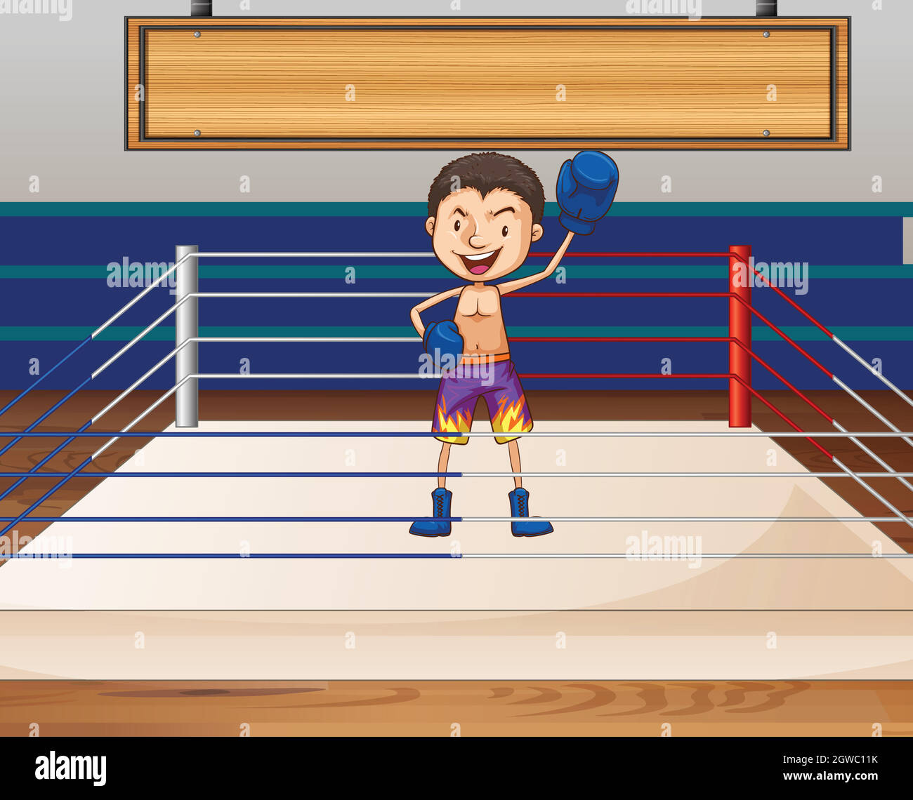 Boxer simple dans l'anneau Illustration de Vecteur