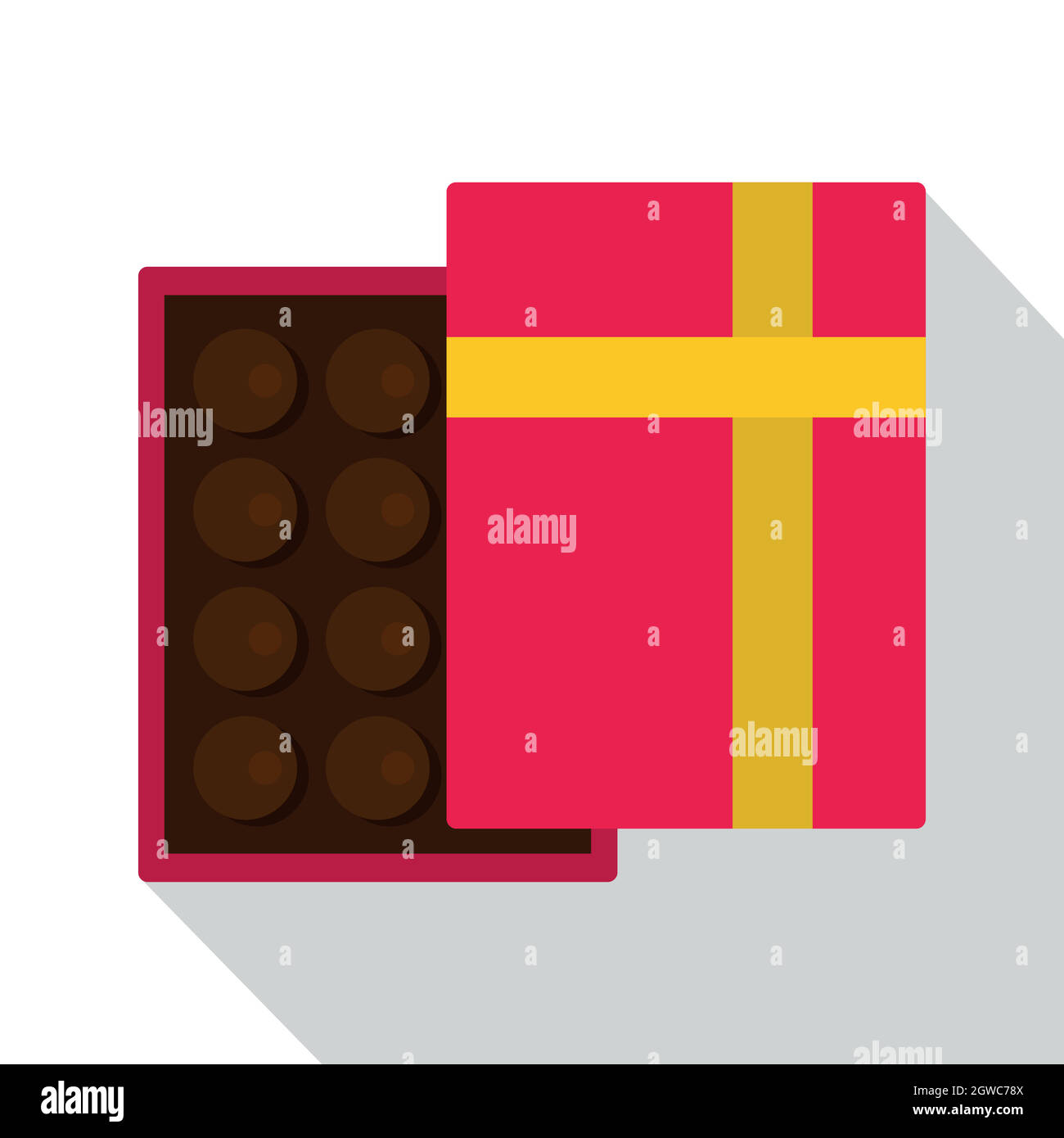Boîte de chocolat rose avec l'icône de style, télévision Illustration de Vecteur