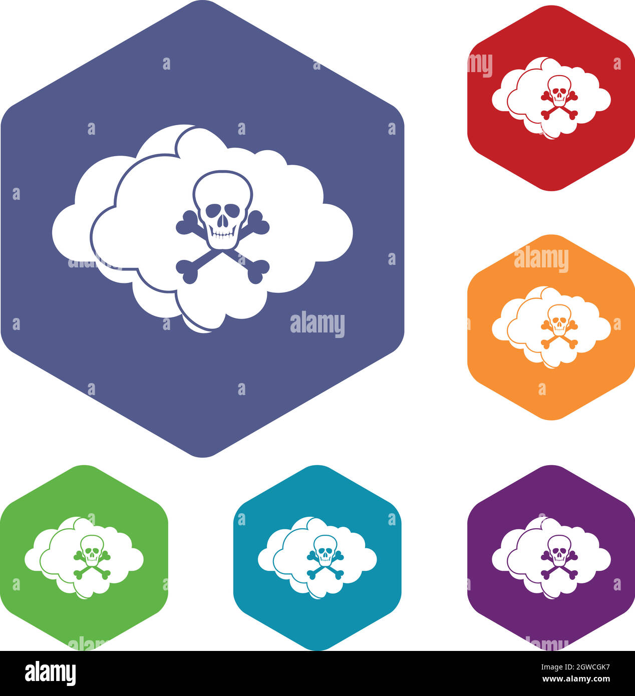Cloud avec crâne et os icons set Illustration de Vecteur