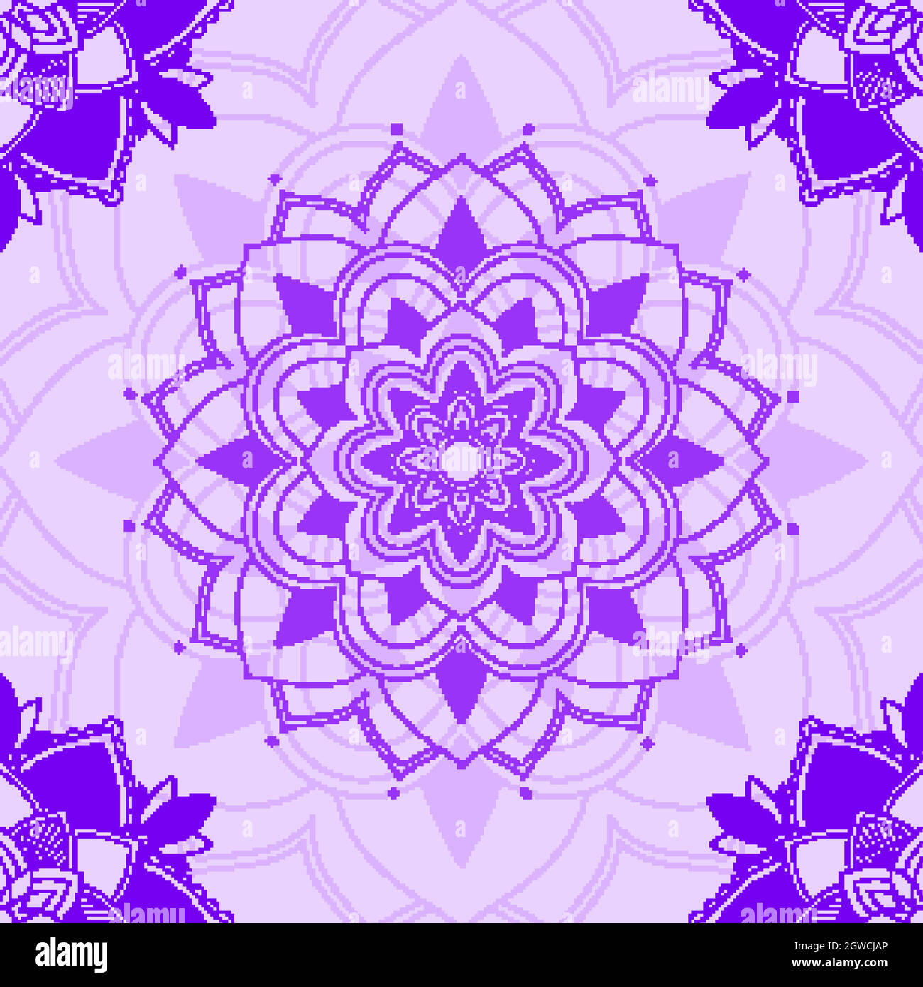 Motifs Mandala sur fond violet Illustration de Vecteur