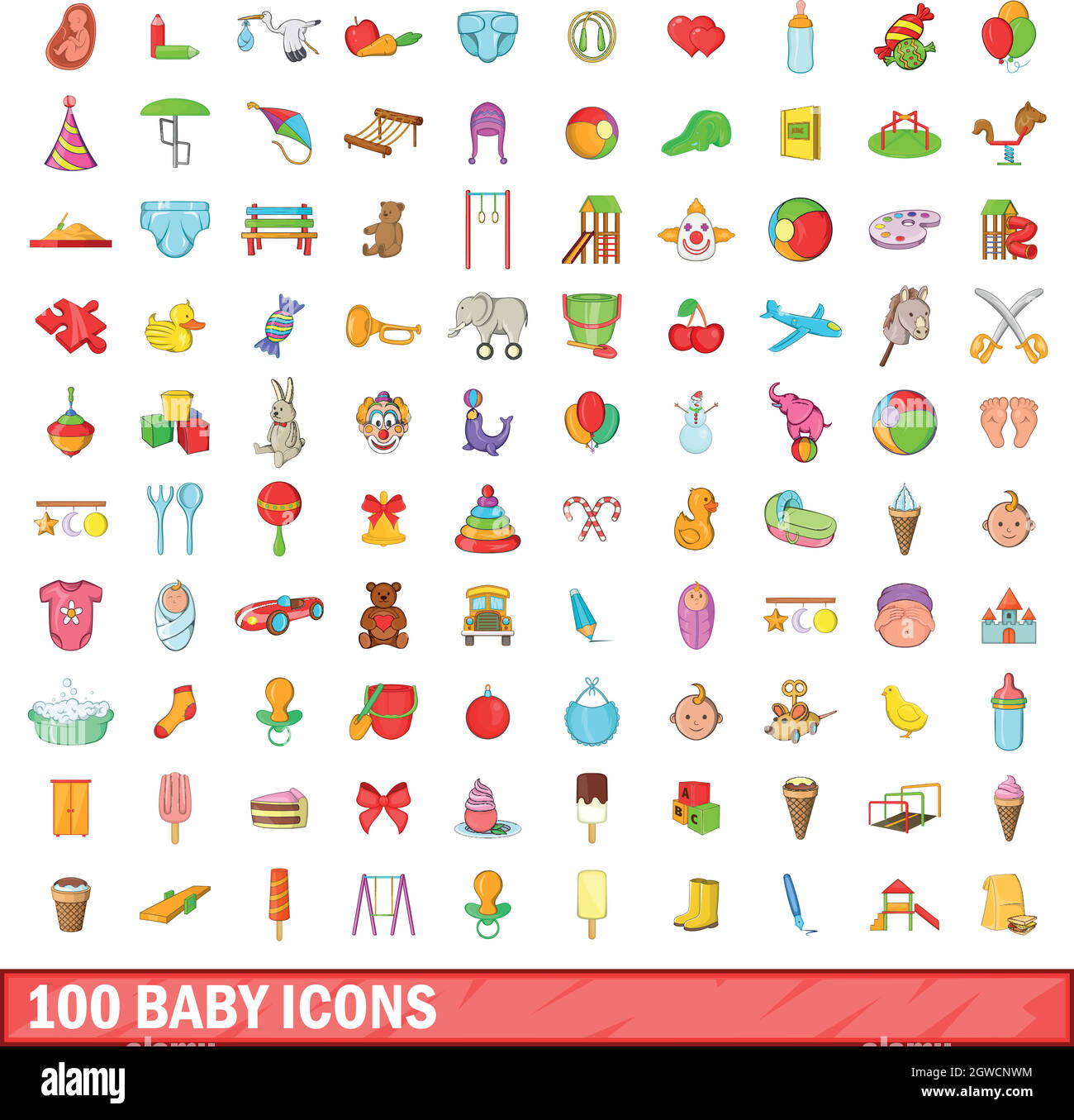 100 kit bébé, style cartoon Illustration de Vecteur