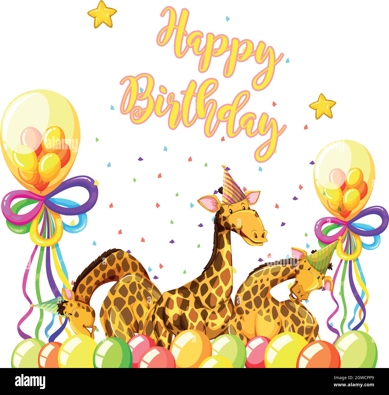 Girafe à thème anniversaire Illustration de Vecteur