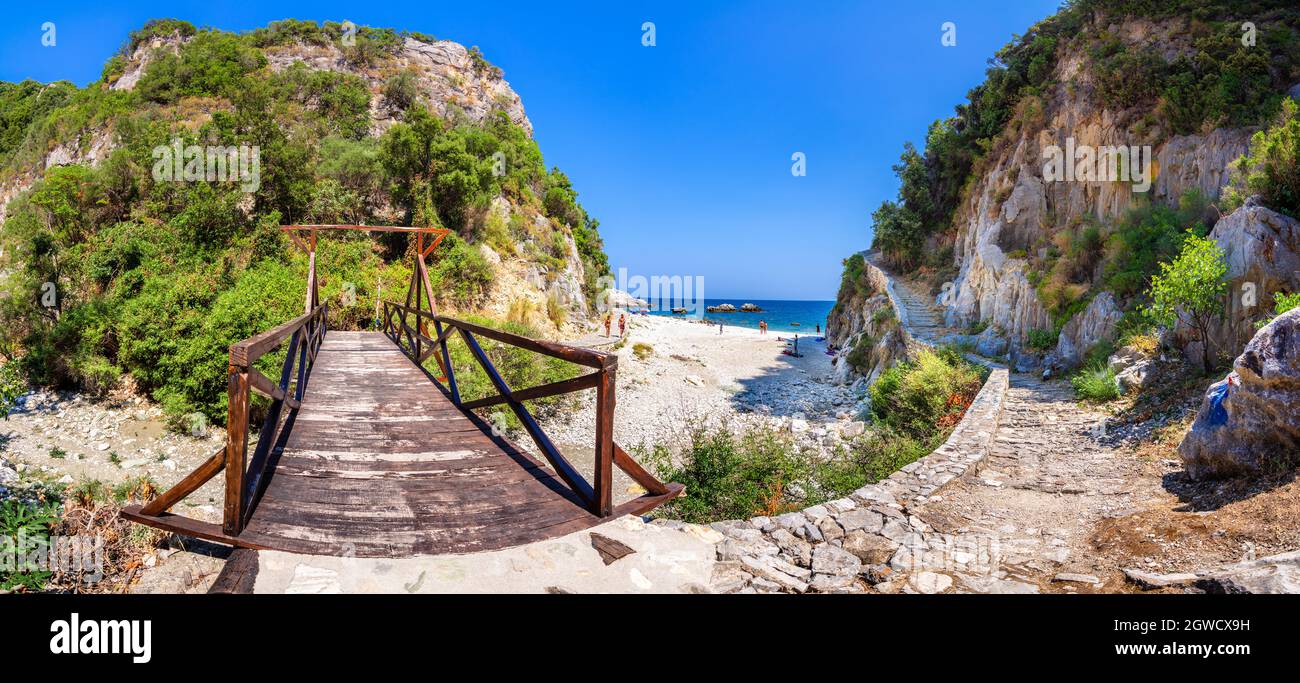 Célèbre plage de Damouchari, Pélion, Grèce. Banque D'Images