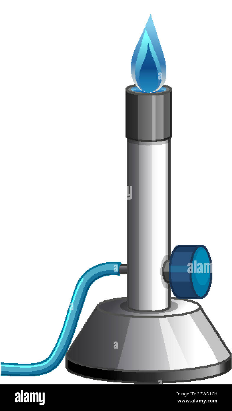 Brûleur unique pour laboratoire scientifique sur fond blanc Illustration de Vecteur