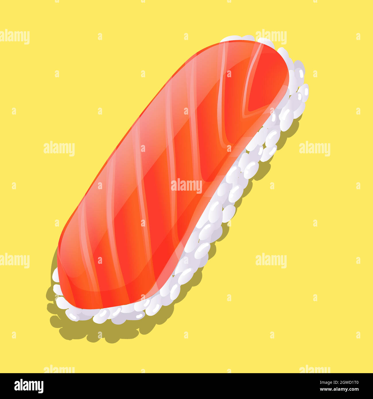 Sur le riz saumon cru Illustration de Vecteur