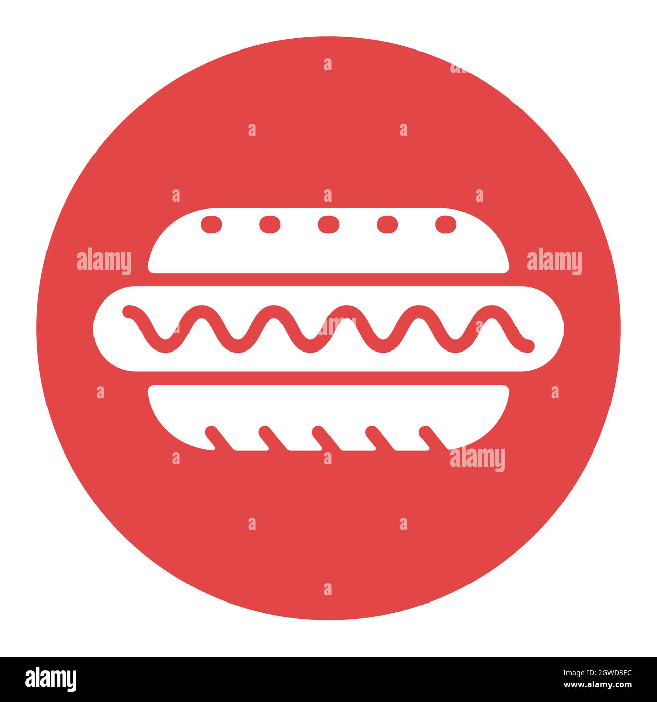 Icône de glyphe blanc vecteur hot dog. Affiche de restauration rapide Illustration de Vecteur