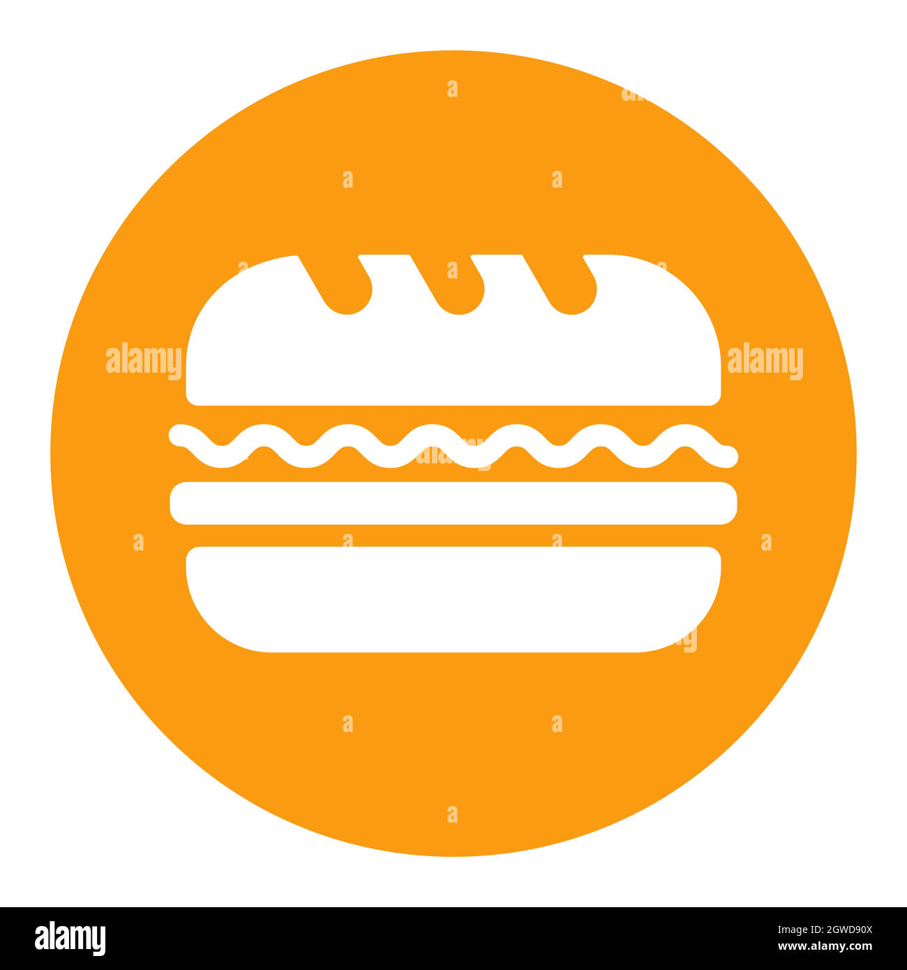 Icône de glyphe blanc Subway Sandwich Vector. Affiche de restauration rapide Illustration de Vecteur