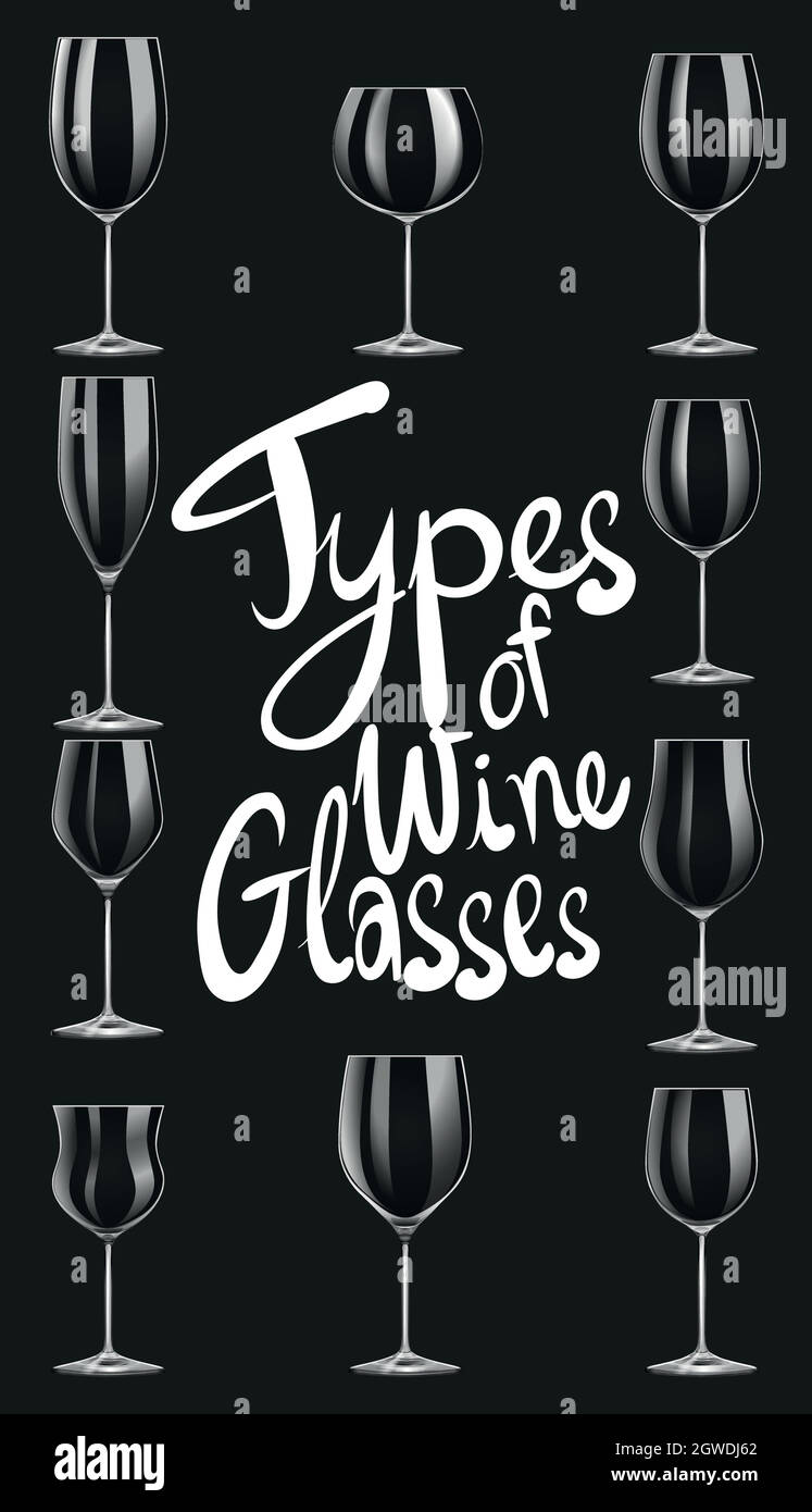 Différents types de verres à vin Illustration de Vecteur