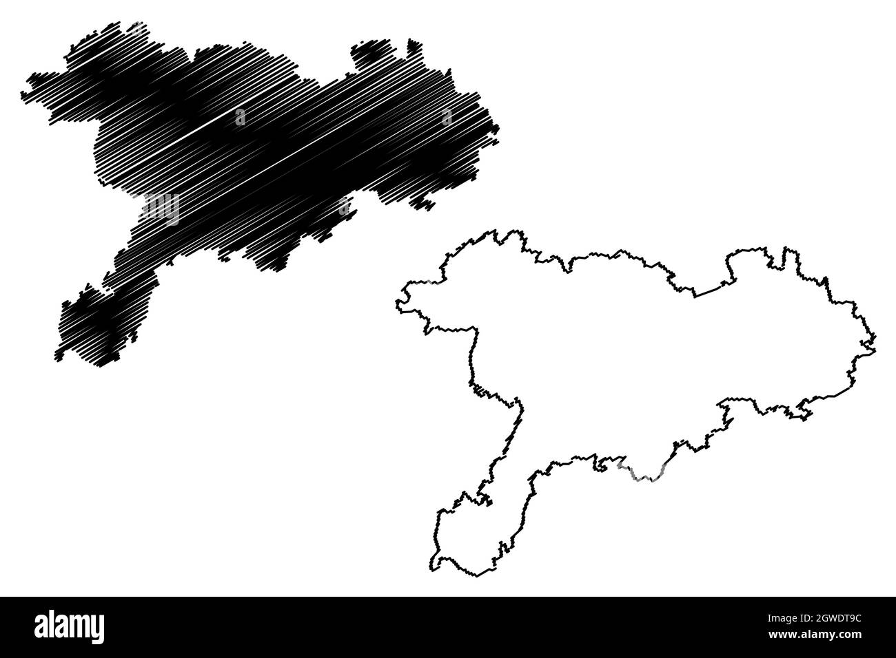 District de Chittoor (État de l'Andhra Pradesh, République de l'Inde) carte illustration vectorielle, scribble sketch carte de Chittoor Illustration de Vecteur