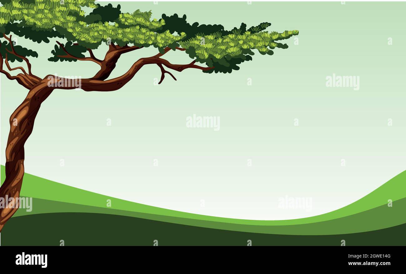 Scène nature avec arbre et champ Illustration de Vecteur