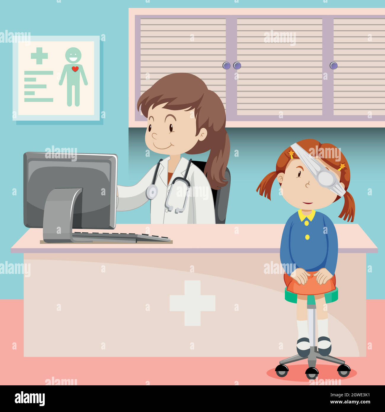 Une fille avec des blessures aux yeux Illustration de Vecteur