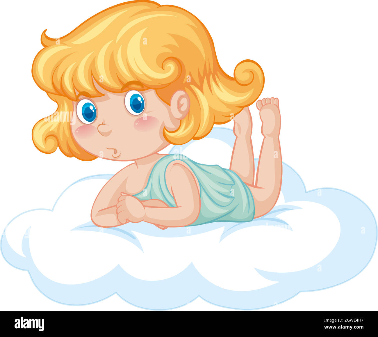Joli ange sur un nuage moelleux Illustration de Vecteur