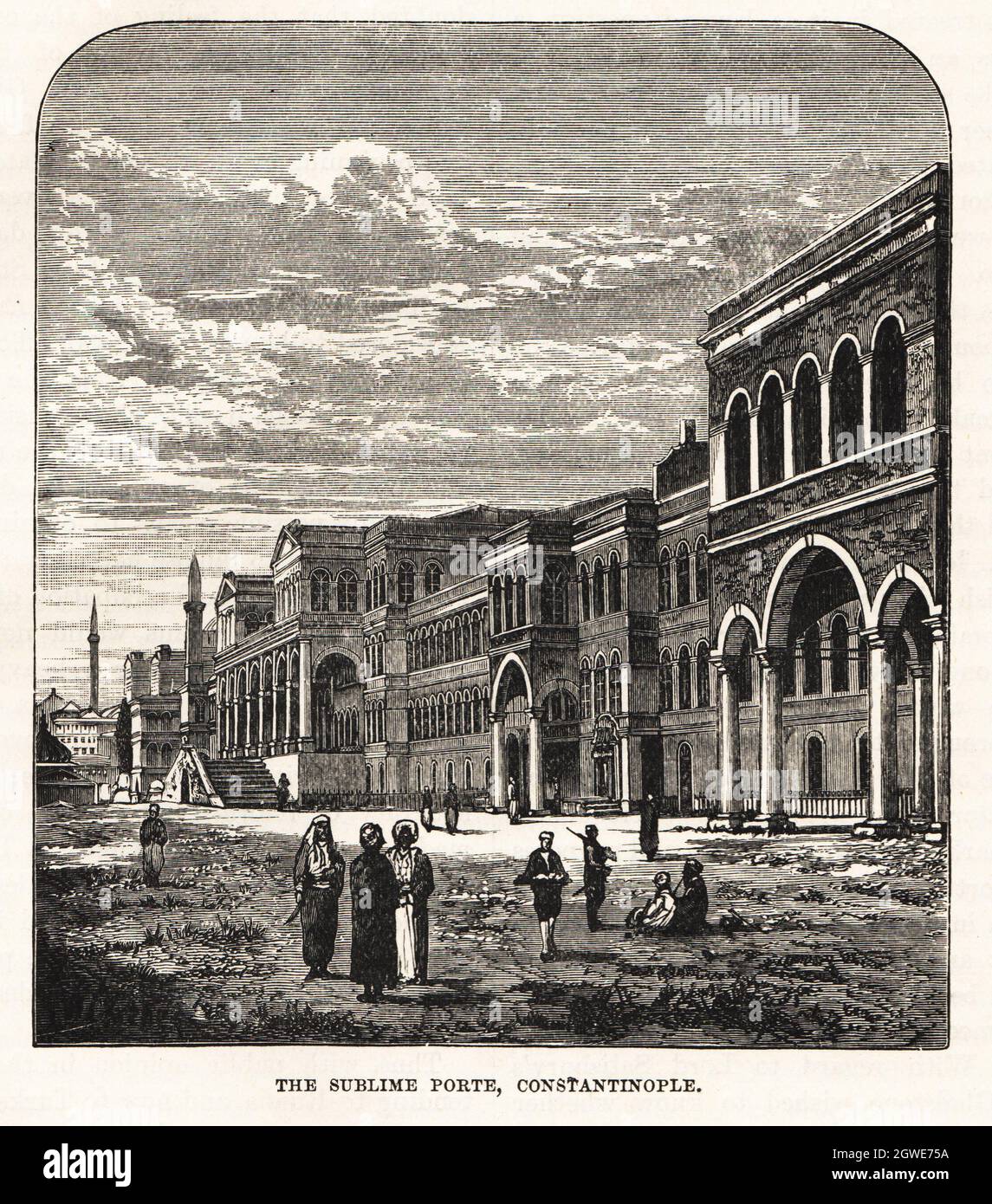 Illustration B&W ; sublime porte, Constantinople, Turquie, c1887 Banque D'Images