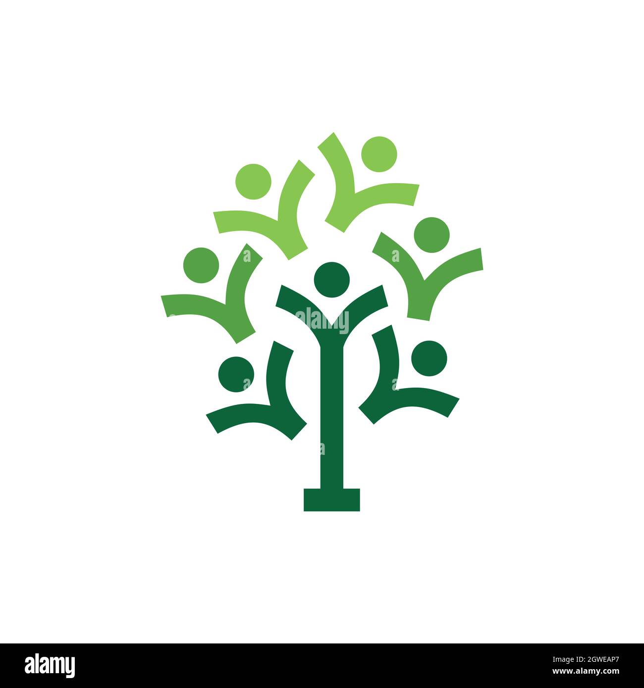 arbre abstrait personnes connexion logo icône vecteur plat concept graphique conception Illustration de Vecteur