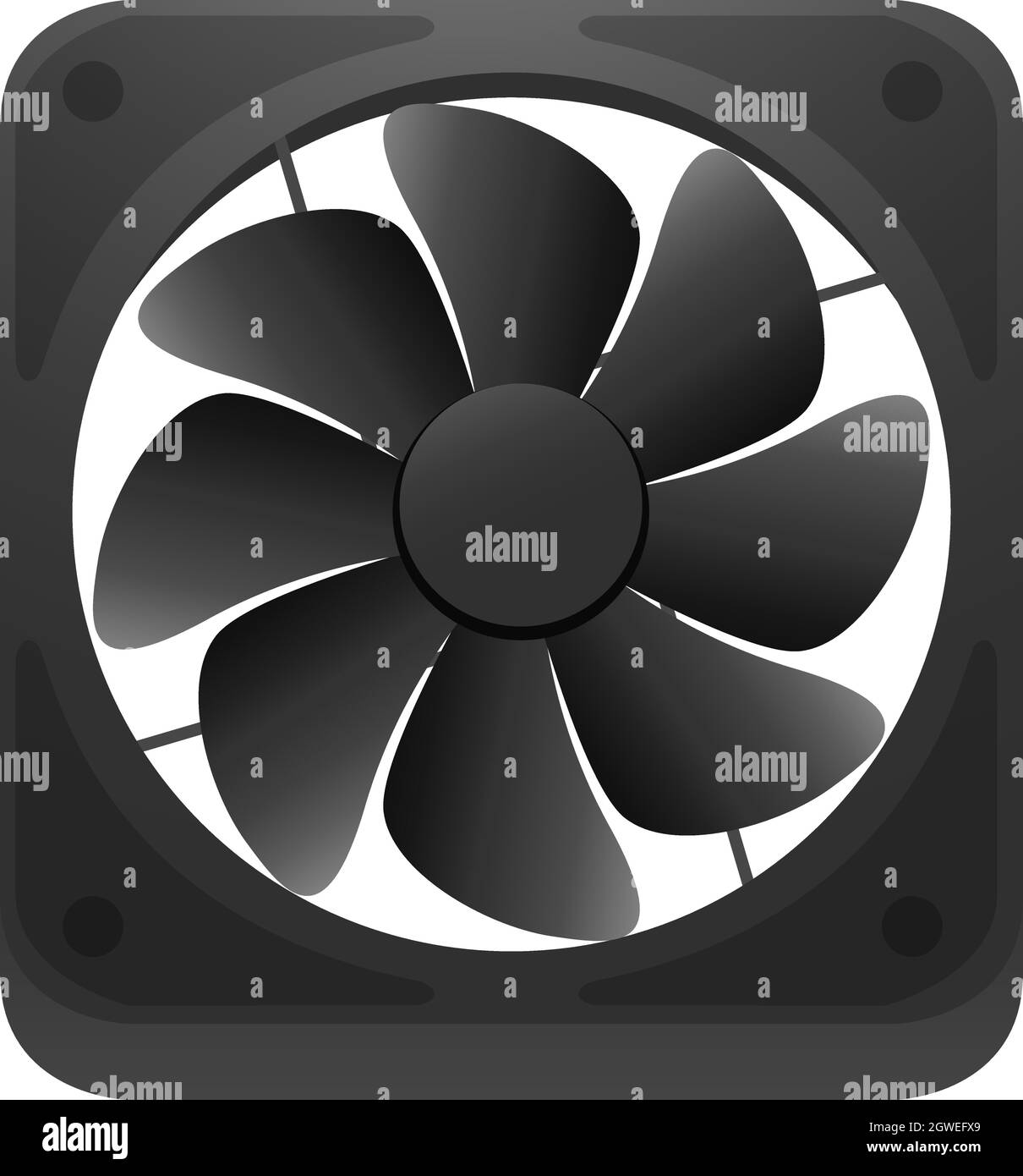 Moteur de ventilateur noir isolé sur fond blanc Illustration de Vecteur