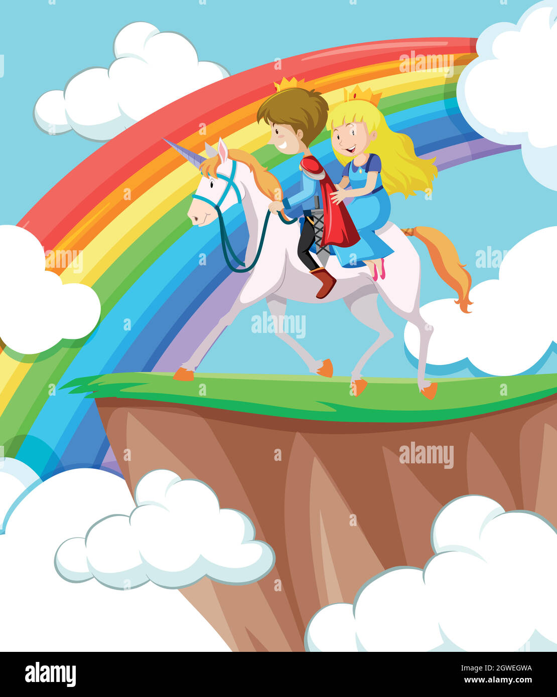Princess et prince à cheval Illustration de Vecteur