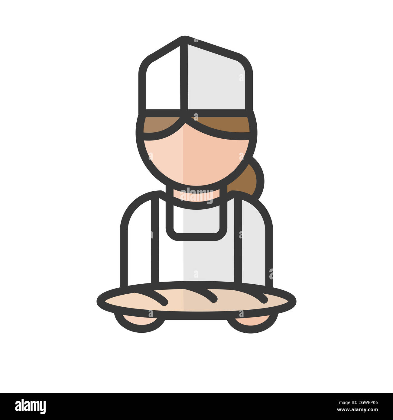Avatar de boulanger féminin. Femme travaillant dans une boulangerie. Utilisateur du profil, personne. Icône Contacts. Illustration vectorielle Illustration de Vecteur