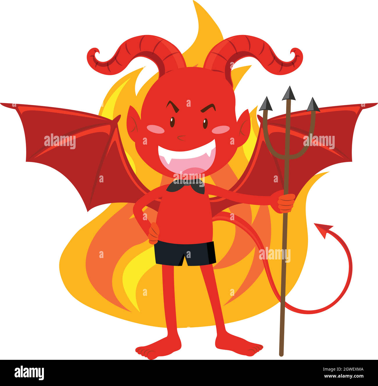 Diable en rouge sur le feu Illustration de Vecteur