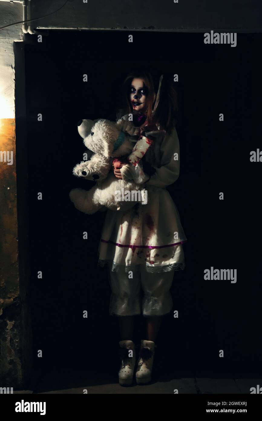 Déguisement clown tueur coloré Halloween fille : Deguise-toi, achat de Déguisements enfants