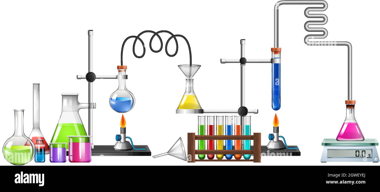 Équipements scientifiques sur fond blanc Illustration de Vecteur