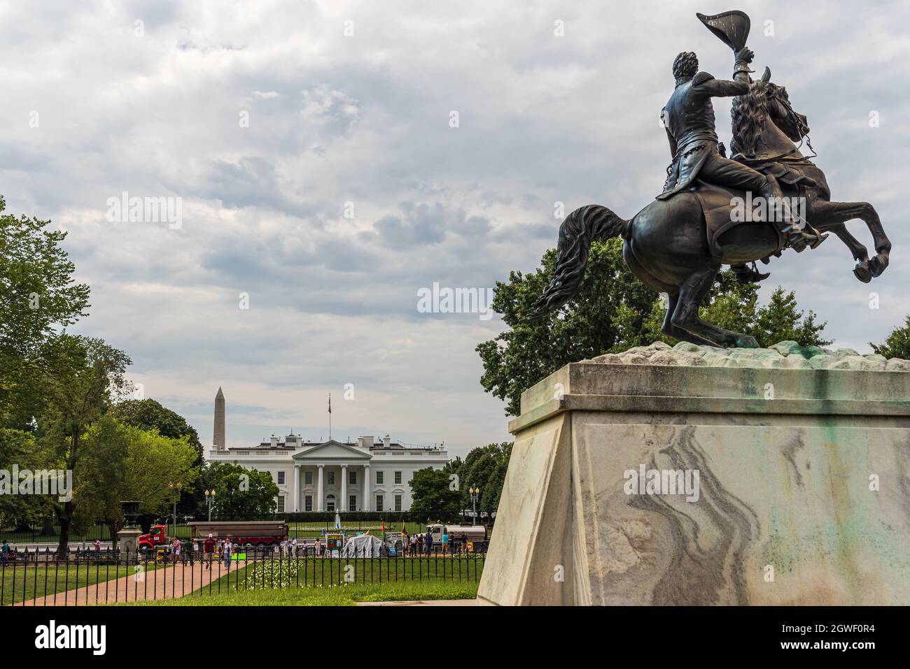 WASHINGTON DC, Etats-Unis 14 AOÛT 2021 : statue d'Andrew Jackson devant la Maison Blanche à Washington, DC Banque D'Images