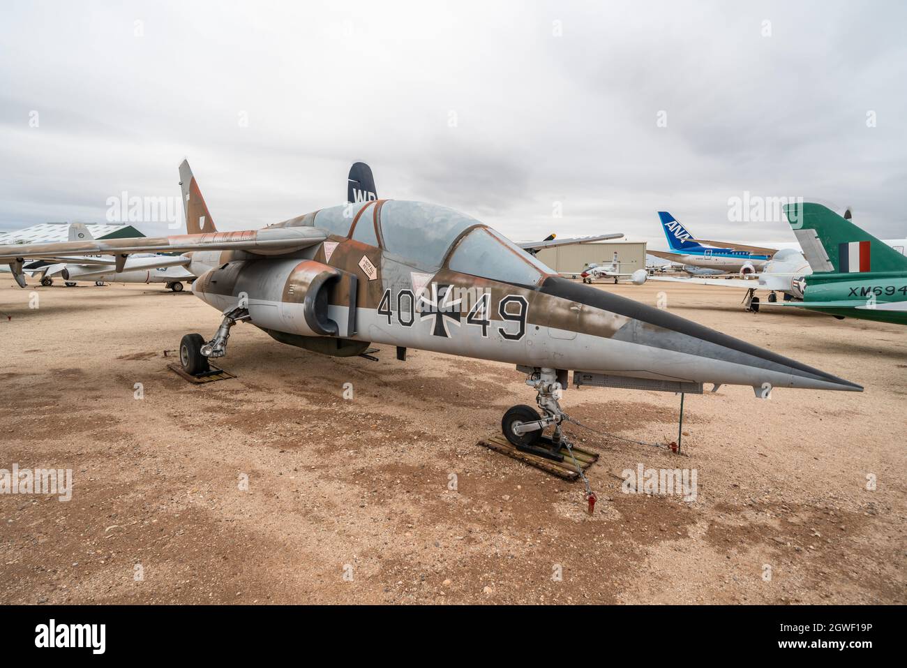 Un Dassault-Breguet/Dornier Alpha Jet Un entraîneur/chasseur de grève au musée Pima Air & Space, Tucson, Arizona. Banque D'Images