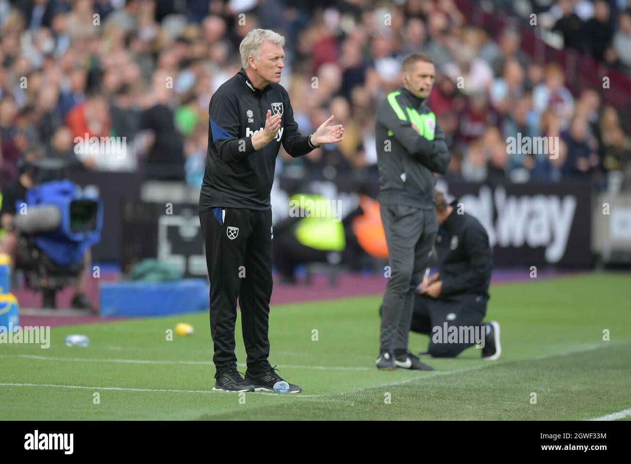 Londres, Royaume-Uni. 3 octobre 2021. David Moyes Directeur de West Ham Utd lors du match de West Ham contre Brentford Premier League au London Stadium Stratford. Crédit : MARTIN DALTON/Alay Live News Banque D'Images