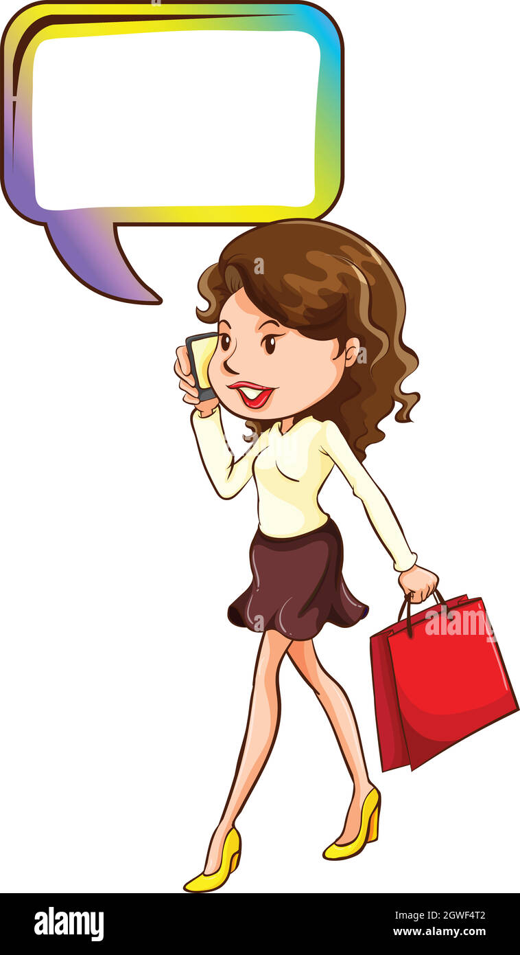 Une femme qui marche au téléphone Illustration de Vecteur