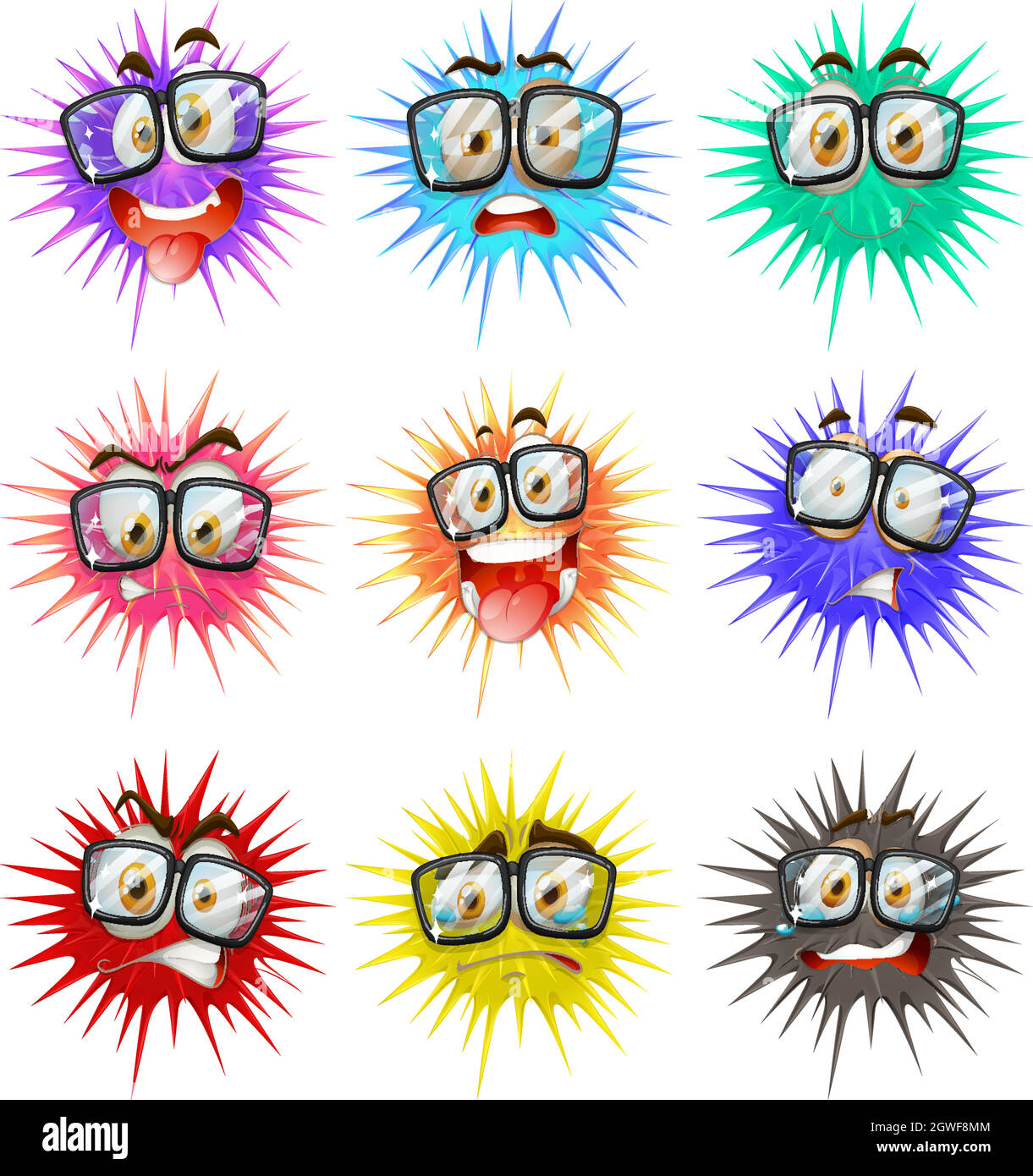 Boules d'épines avec visages Illustration de Vecteur Boules d'épines avec visages Illustration de Vecteur