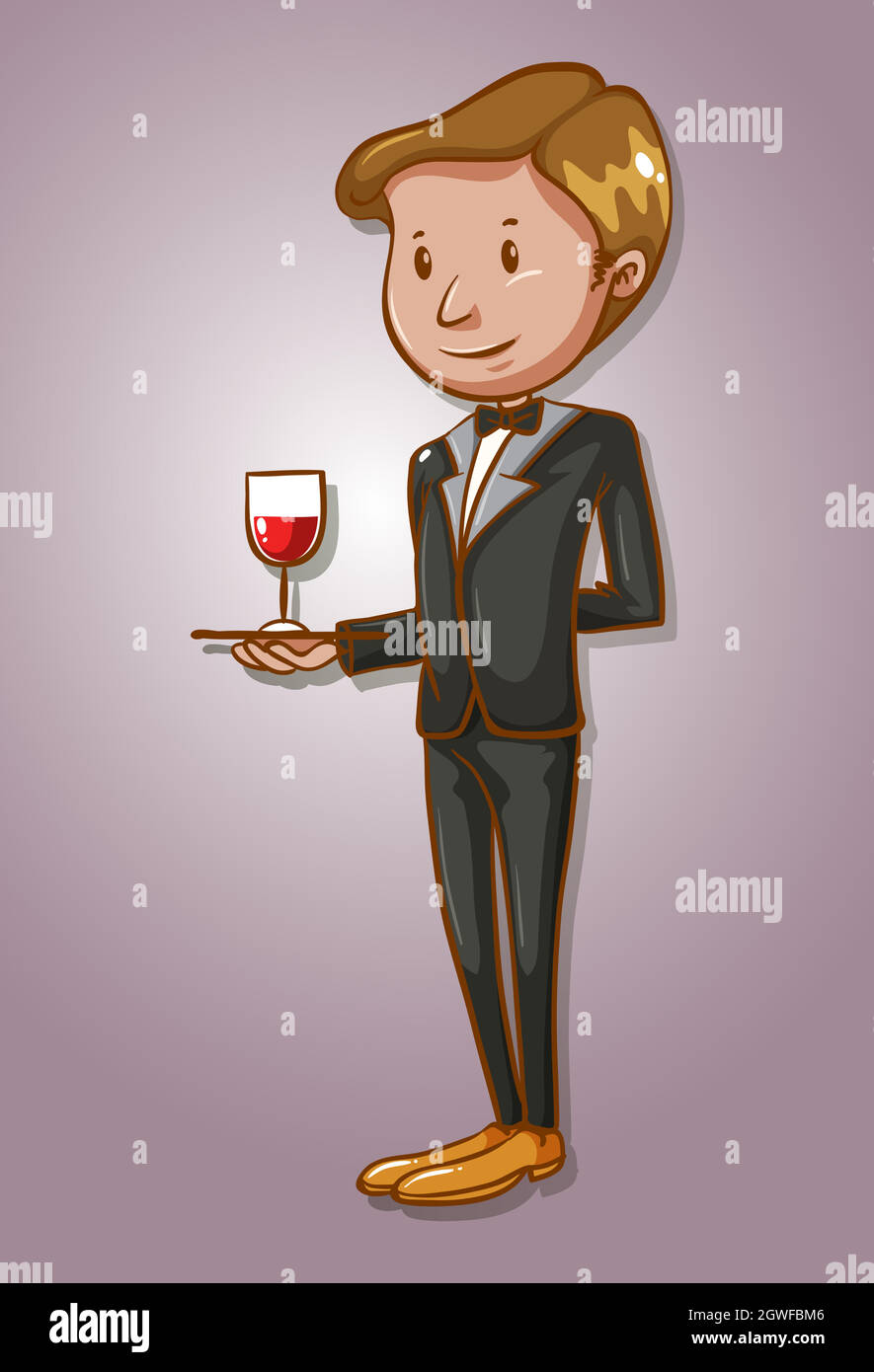 Serveur servant un verre de vin Illustration de Vecteur