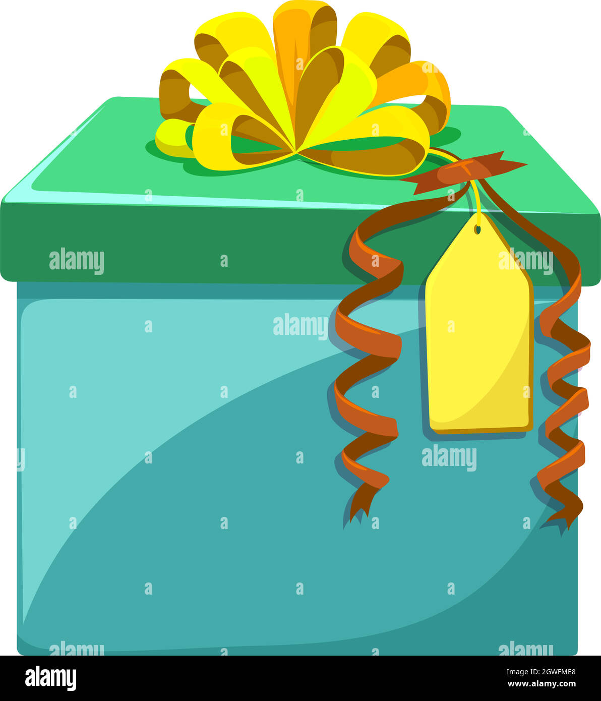 Présenter la boîte avec le ruban jaune Illustration de Vecteur