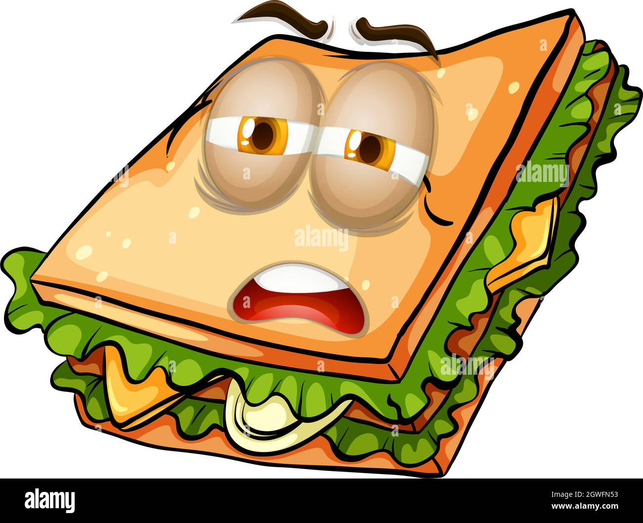 Sandwich au visage paresseux Illustration de Vecteur