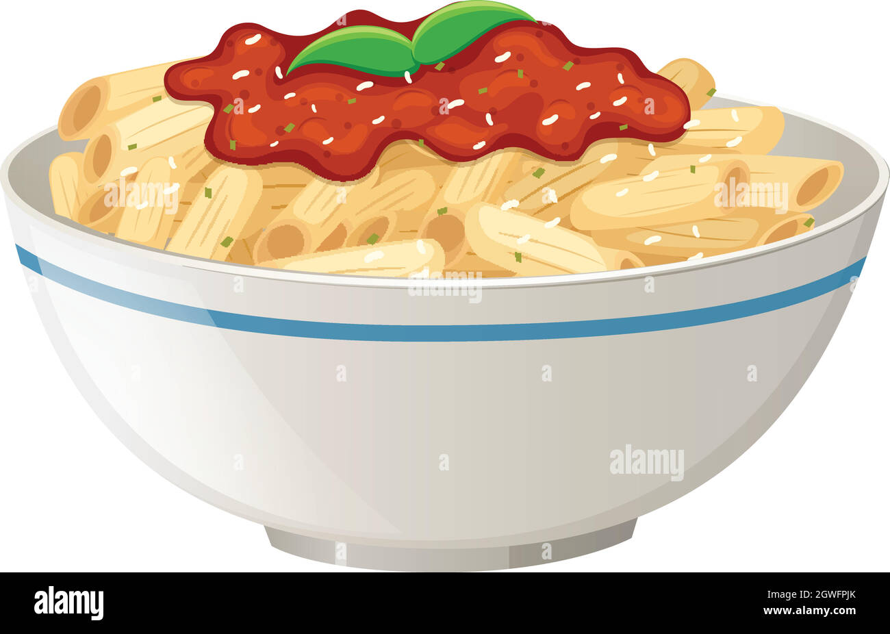 Sauce Penne à la tomate sur fond blanc Illustration de Vecteur
