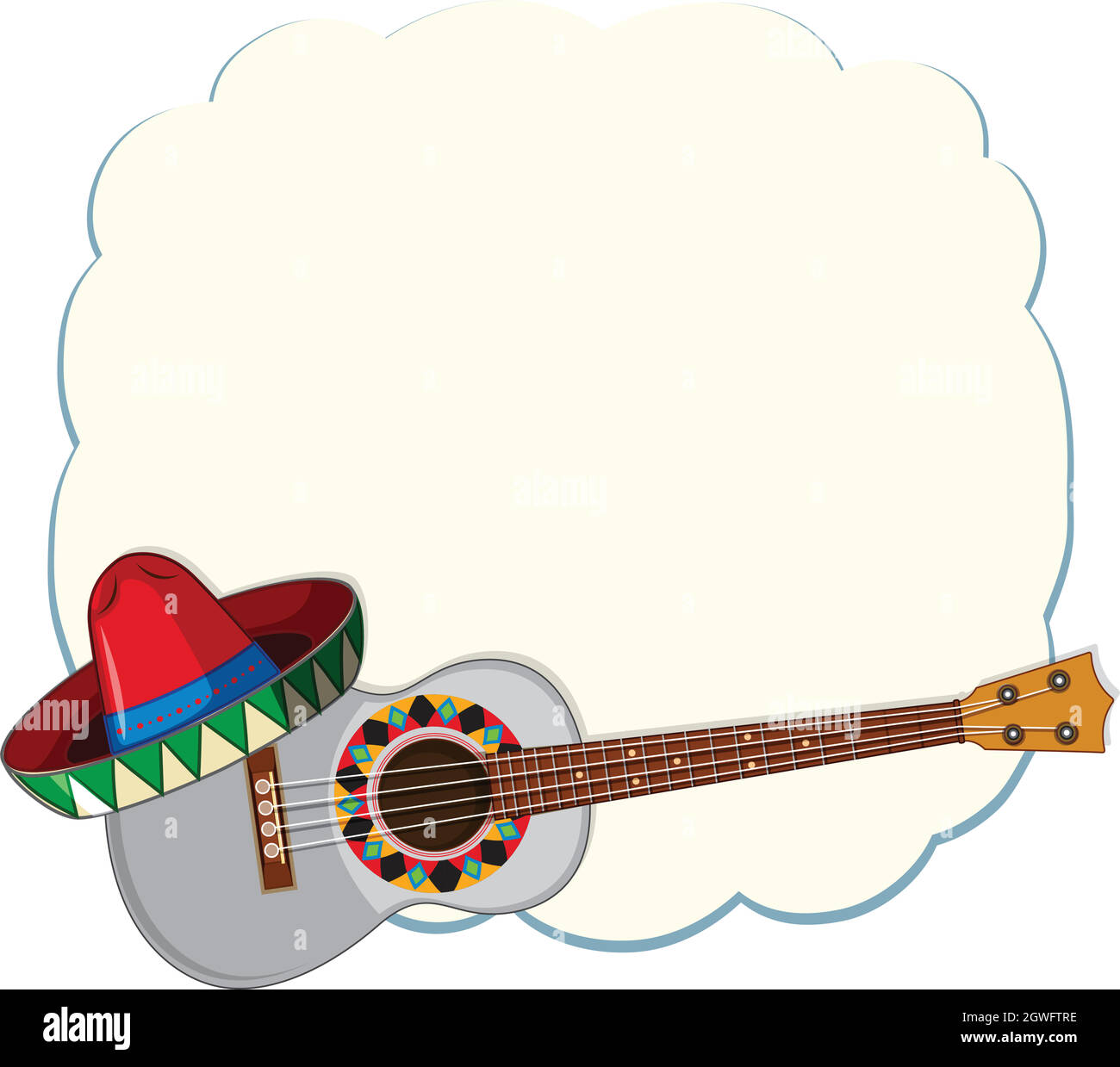 Modèle de guitare classique de style mexicain Illustration de Vecteur
