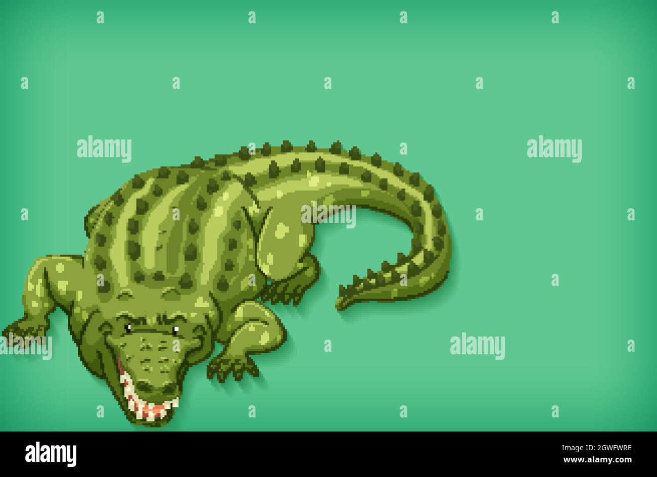 Modèle d'arrière-plan de couleur unie et crocodile vert Illustration de Vecteur