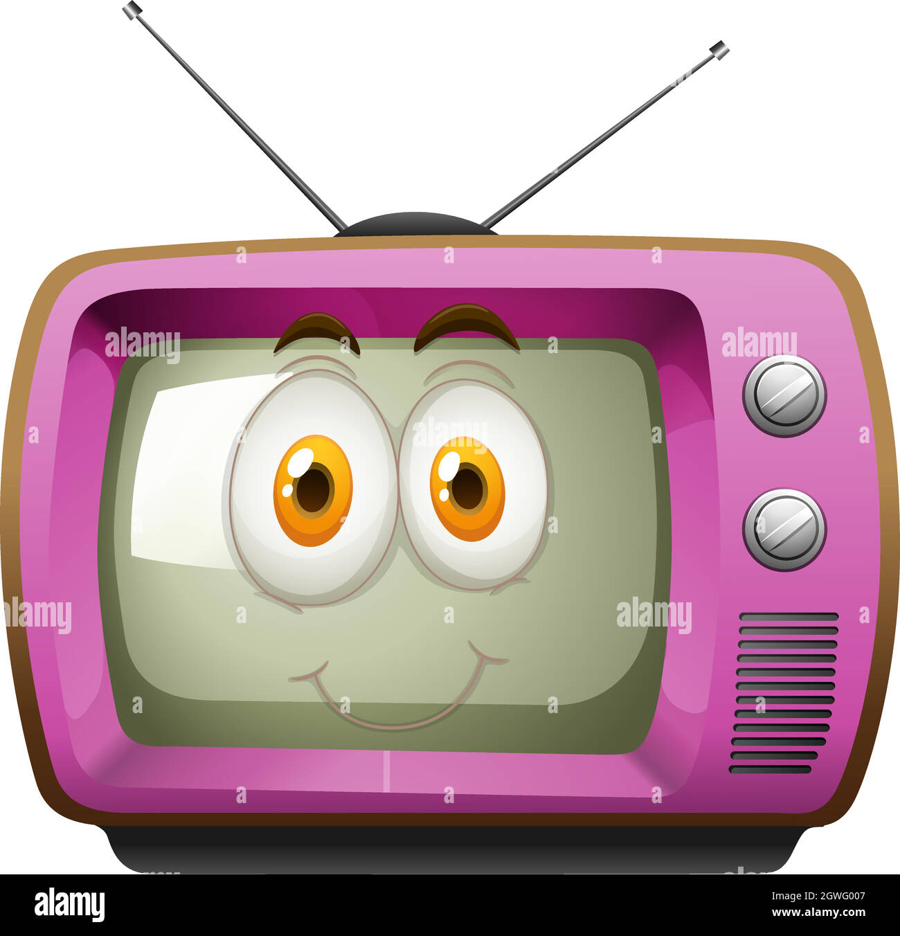 Télévision rose avec visage Illustration de Vecteur