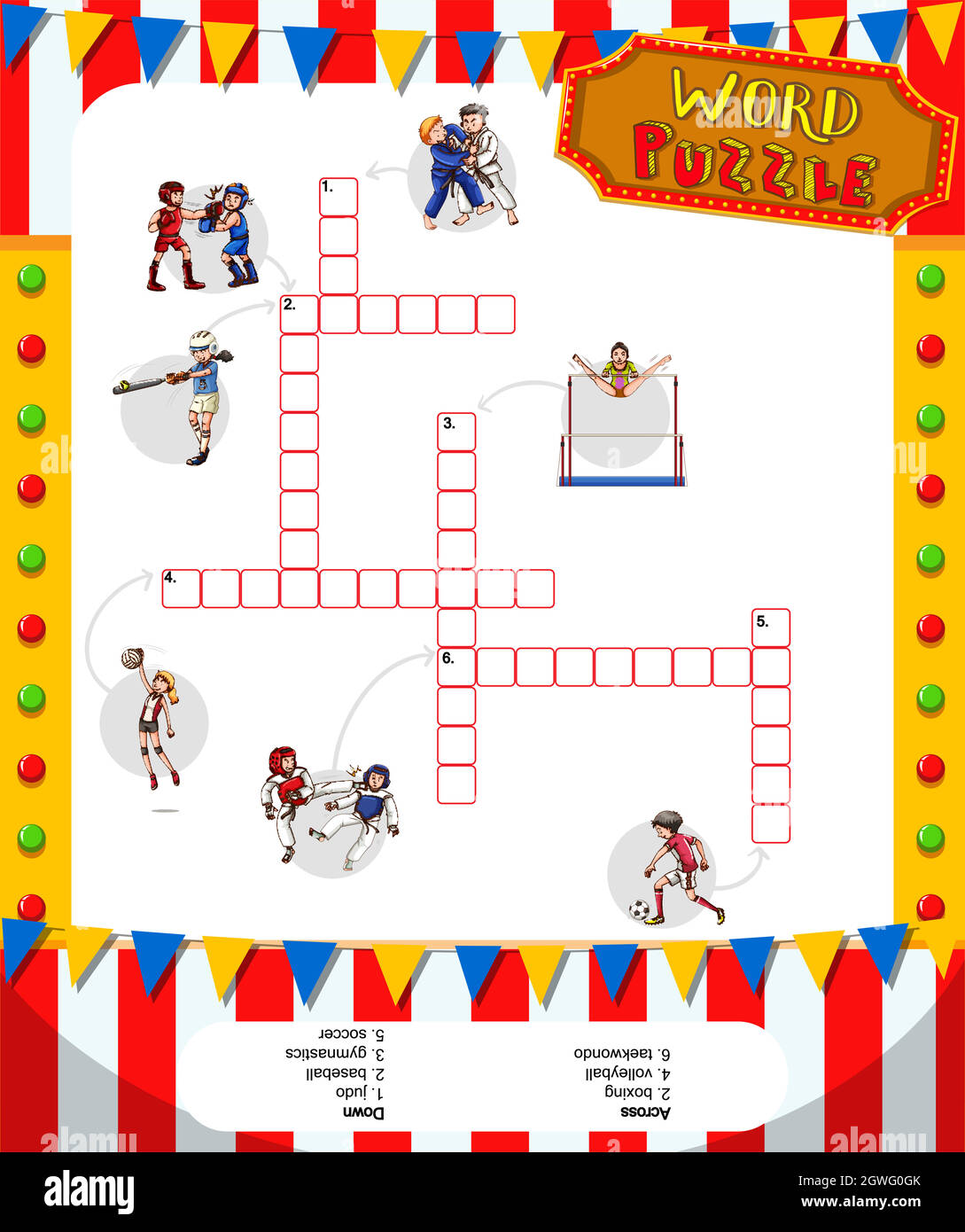 Jeu de puzzle avec thème sportif Illustration de Vecteur