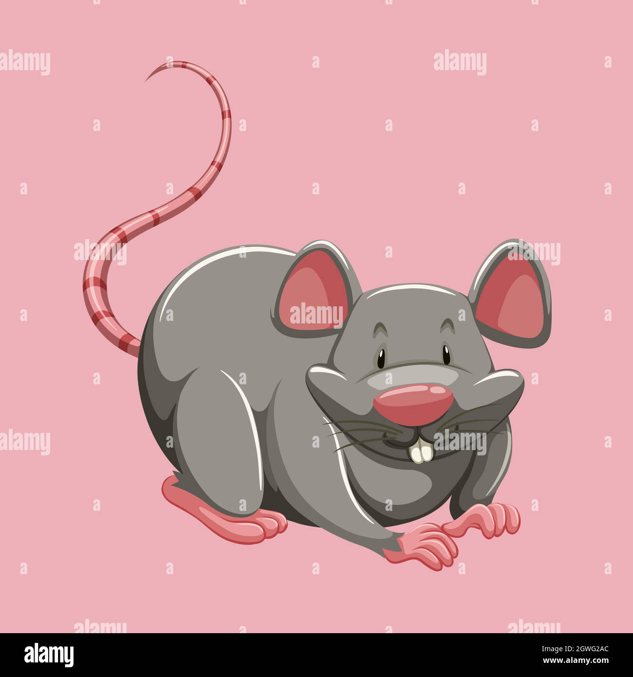 Rat gris sur rose Illustration de Vecteur