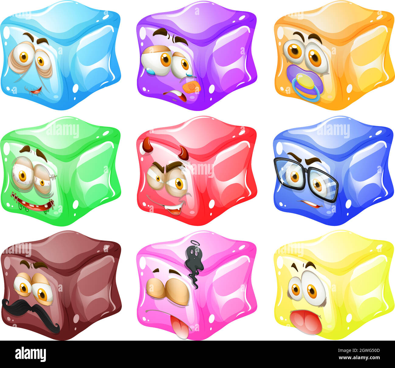 Cube avec expressions du visage Illustration de Vecteur