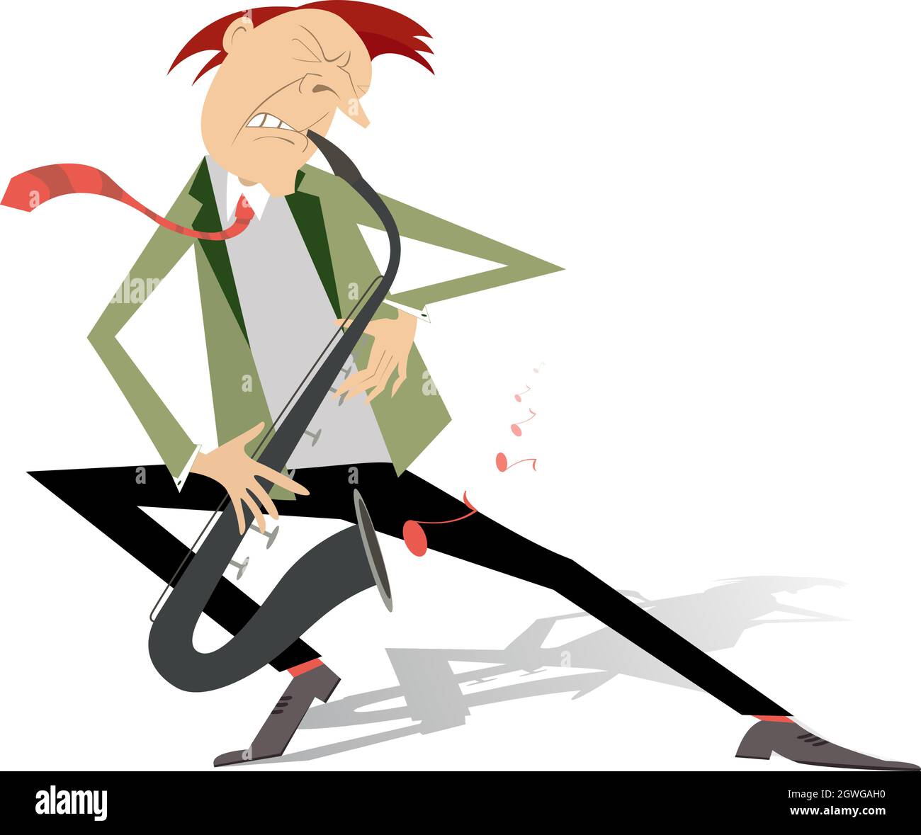 Illustration saxophoniste.Saxophoniste joue de la musique avec inspiration Illustration de Vecteur