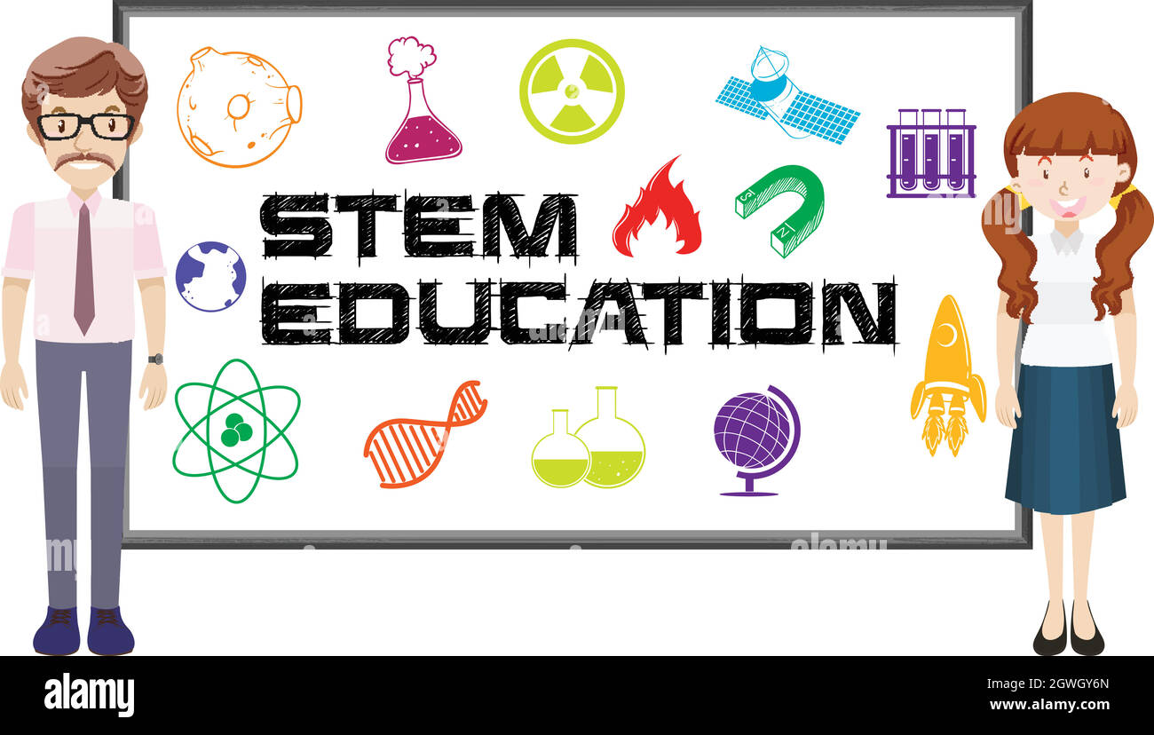 Enseignants et éducation STEM à bord Illustration de Vecteur